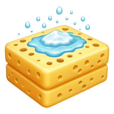 foam sponge object icon, soft sponge with soap foam, glossy wet look, 3D cartoon, mobile game icon style, centered, clean background, no text, no watermark

 sticker