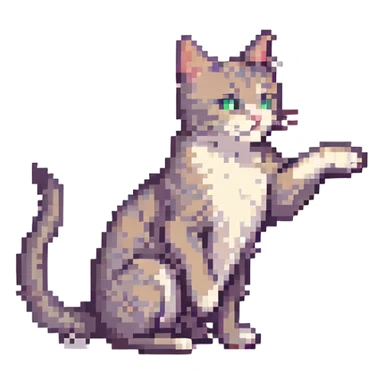 playful pose pixel art cat sticker