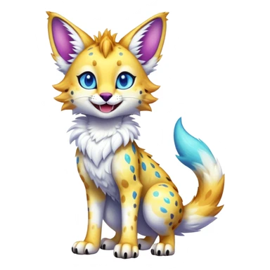 Cute Kawaii Epic Ethereal Sparkly Colorful Sergal-Serval-Vernid full body sticker