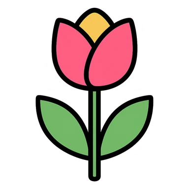 tulipán líneas negras y relleno colorido sticker