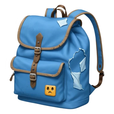 Blue backpack, tear, Lost & Found Object. sticker