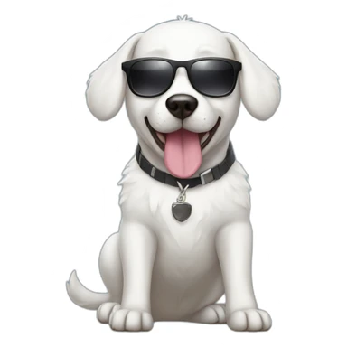 white dog with sunglasses and costume  sticker