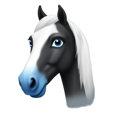 Black and white horse with blue eye sticker