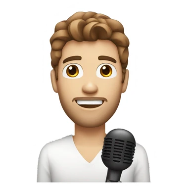 white male singer with brown hair and microphone sticker