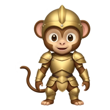 baby monkey in armor, full body, smile sticker