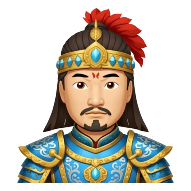 portrait of Genghis Khan in armor rotated 45 degrees to the right sticker