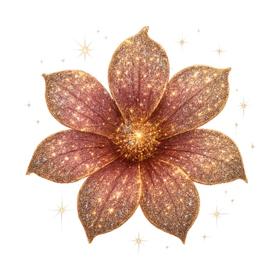 glittery flower object, radiant sticker
