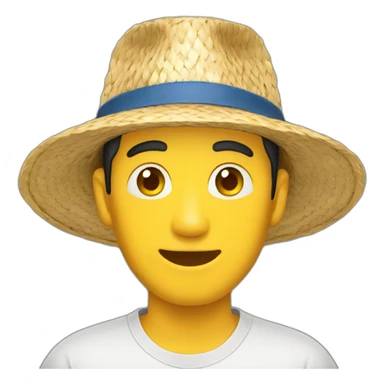 asian man straw hat sticker