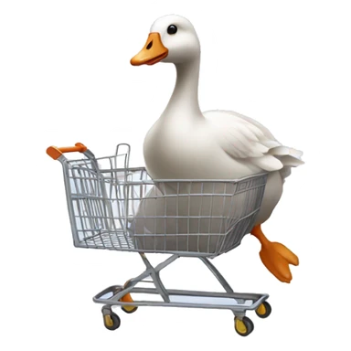 Goose with a shopping cart in hands sticker