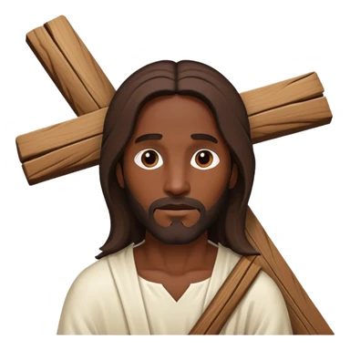 Dark skin christ Jesus carry big cross sticker