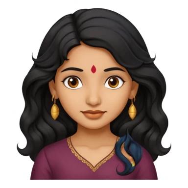 Indian fat girl south Indian wavy medium black hair tan darker skin sticker