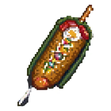 Korean corn dog, pixel art style, retro vibe sticker