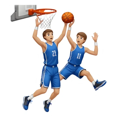 A white man with brown hair with one basketball, doing a layup sticker