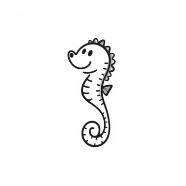 A seahorse emoji, notion style hand drawn doodle sticker