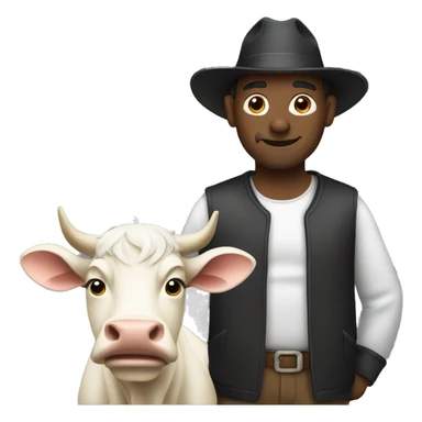 A man with a cow utter  sticker