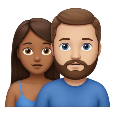 chubby white guy with brown hair and beard and blue eyes, holding a brown girl with long dark hair and dark brown eyes in arms, naked, showing tits and pussy sticker