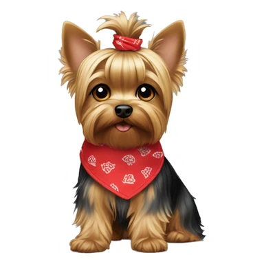 Yorkie with red bandana collar sticker
