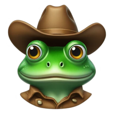 bust of mr frog wearing a cowboy hat sticker