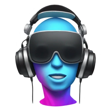 Dj emoji with dj kit, vr headset on top of the head sticker