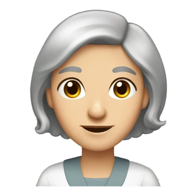 Old woman straight silver bob brown eyes hexagon g sticker