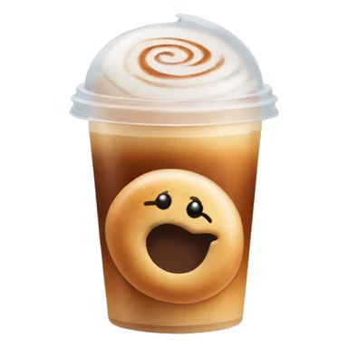 Cinnamon and cappuccino bun in a disposable glass sticker