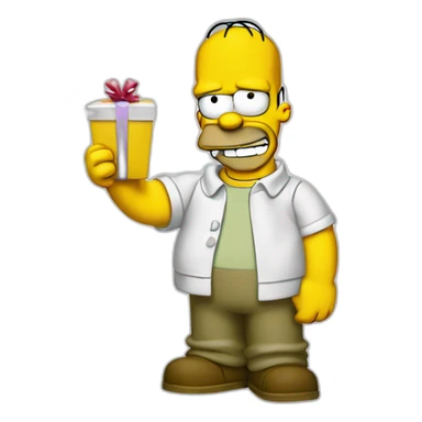 homer simpson giving a thumbs up and a gift sticker
