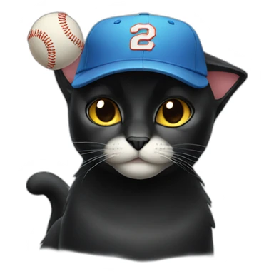 black cat wearing baseball cap sticker