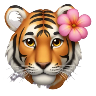 tiger with flower in hair sticker