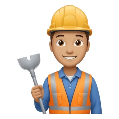 a construction worker holding shovel lifting towards his shoulder sticker