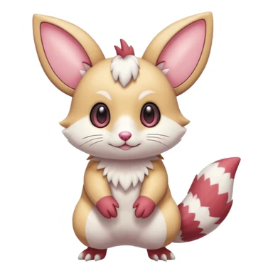 Cute adorable kawaii big-eyed anime-styled pastel Furret-Minccino-Zangoose-Buizel-hybrid-fusion, full body sticker