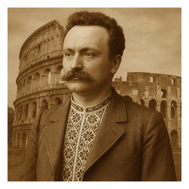 against the backdrop of the Colosseum sticker