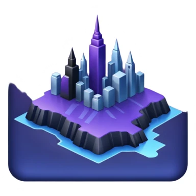 Landmark icon above the map. Colors: dark purple, dark blue, black, silver. sticker
