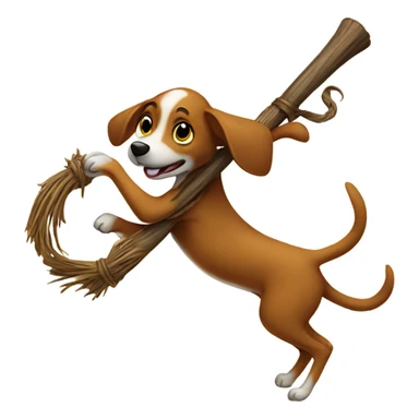 Dog on witches broom sticker