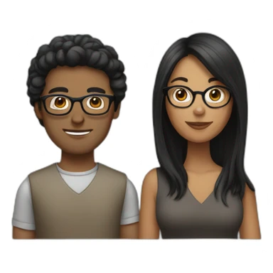  Acouple with dark hair woman with glasses sticker