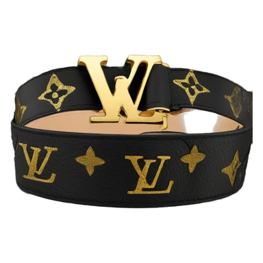 Luxury Black Louis hVuitton belt with Gold buckle sticker