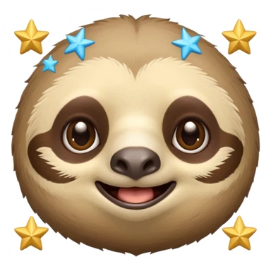 Perezoso que tenga dos  estrellas en los ojos  y este sonriendo  tipo bimoji de iPhone pero de perezosos  sticker