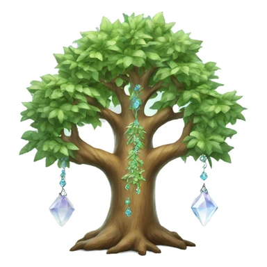 Spiritual tree with crystals hanging in it sticker