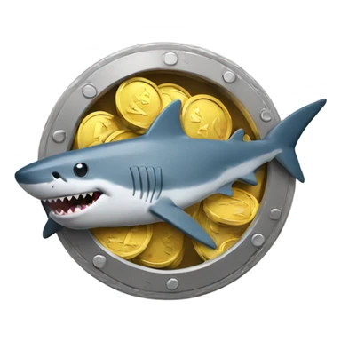 coins with shark inside sticker