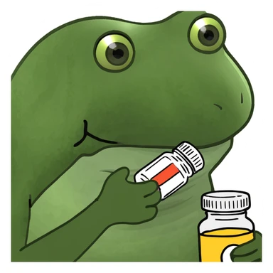 Frog with medicine sticker