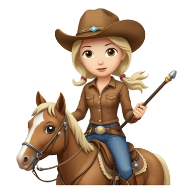 girl wearing cowboy hat riding a horse holding a whip sticker