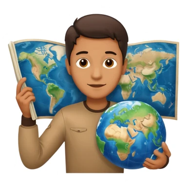 man holding a map of the earth @emoji sticker