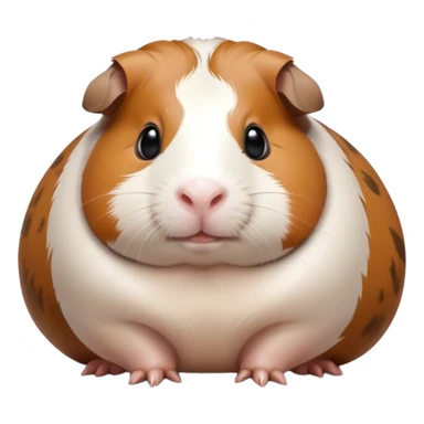 Cinematic Noble Brown and White Banded Guinea Pig Portrait Emoji, Poised and regal, with a compact, chubby build and a uniquely patterned coat of warm brown and crisp white banding, deep-set soulful dark eyes, Simplified yet sharp and sophisticated features, highly detailed, glowing with a soft, dignified glow, high shine, intelligent and charming, stylized with an air of distinctive elegance, focused and attentive, soft glowing outline, capturing the essence of a watchful and confident companion, so majestic it feels as though it could scurry out of the screen with effortless authority! sticker