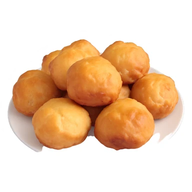 a single Dutch fried dough ball oliebollen, golden brown, simple, isolated sticker