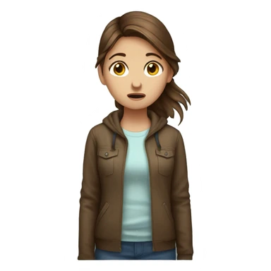 Brown hair girl standing up with a concussion head ache  sticker