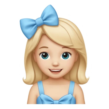 Mache einen coquette emoji ne babyblaue schleife sticker