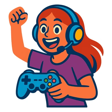 excited gamer girl in headphones sticker