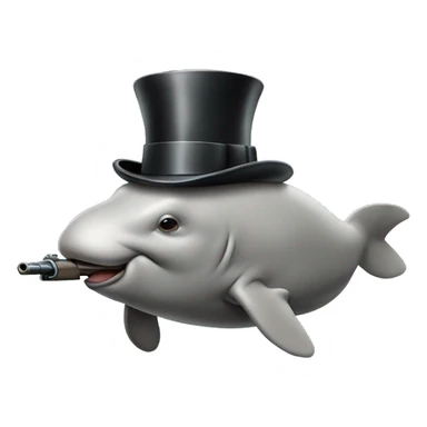 Dugong holding a gun wearing a top hat  sticker