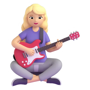 talented blonde girl playing guitar surrounded by music notes sticker