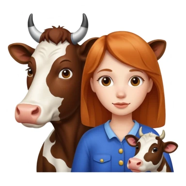 girl with cow  sticker