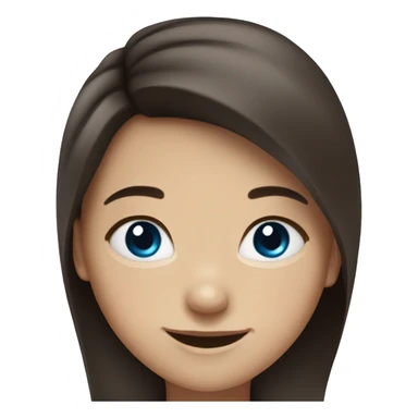 long dark brown hair girl with blue eyes smiling sticker